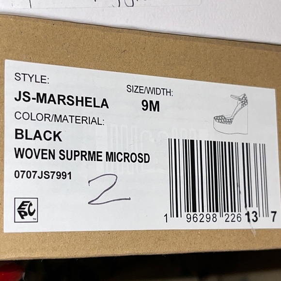 JESSICA SIMPSON Womens Black 2 Cork Wedge Woven Cut Out Marshela Round Toe sz 9 - Picture 14 of 14